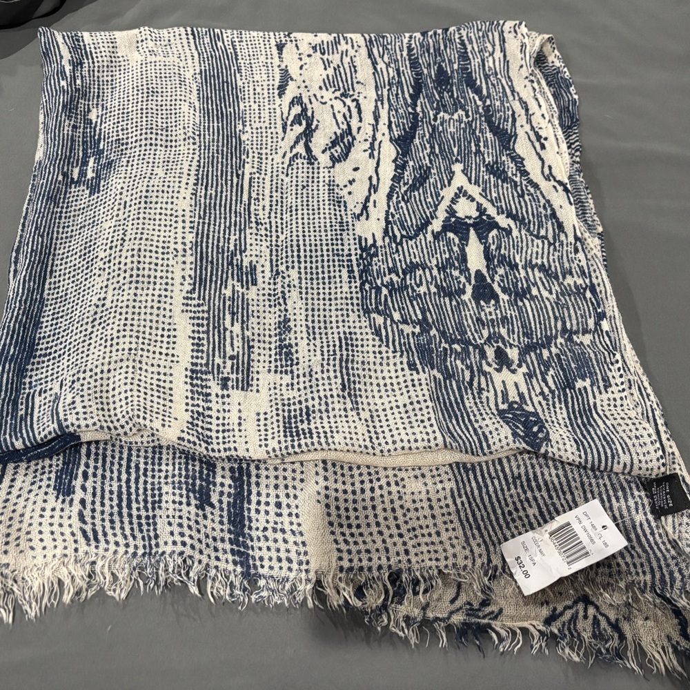 Blue and Cream Patterned scarf